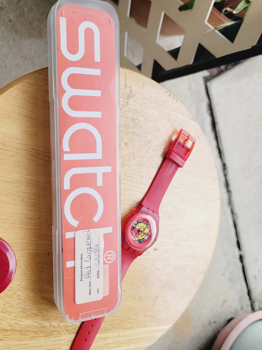Vintage Swatch Red Lacquered Silicone Strap Watch Full Collector Set